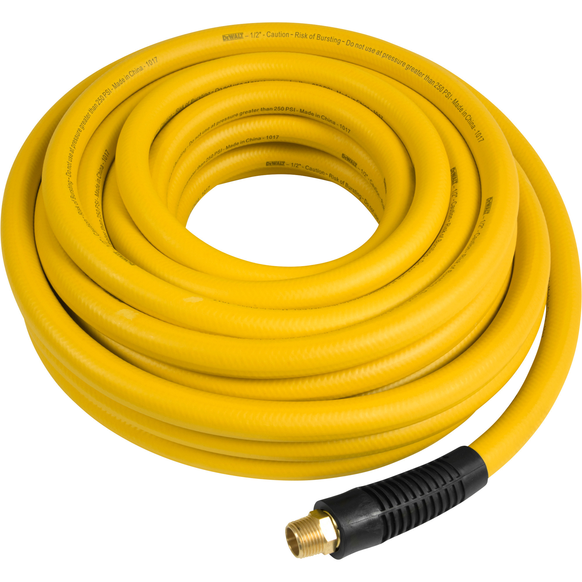 DEWALT Premium Rubber Air Hose, 1/2in. x 50ft., 250 PSI, Yellow, Model# DXCM012-0203